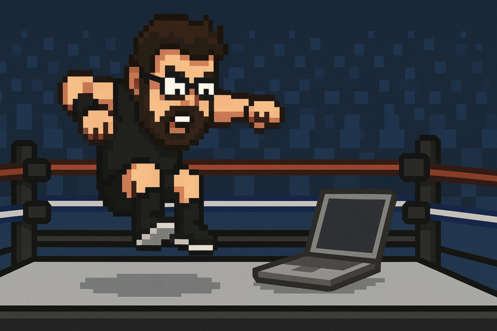 bodyslaming a laptop