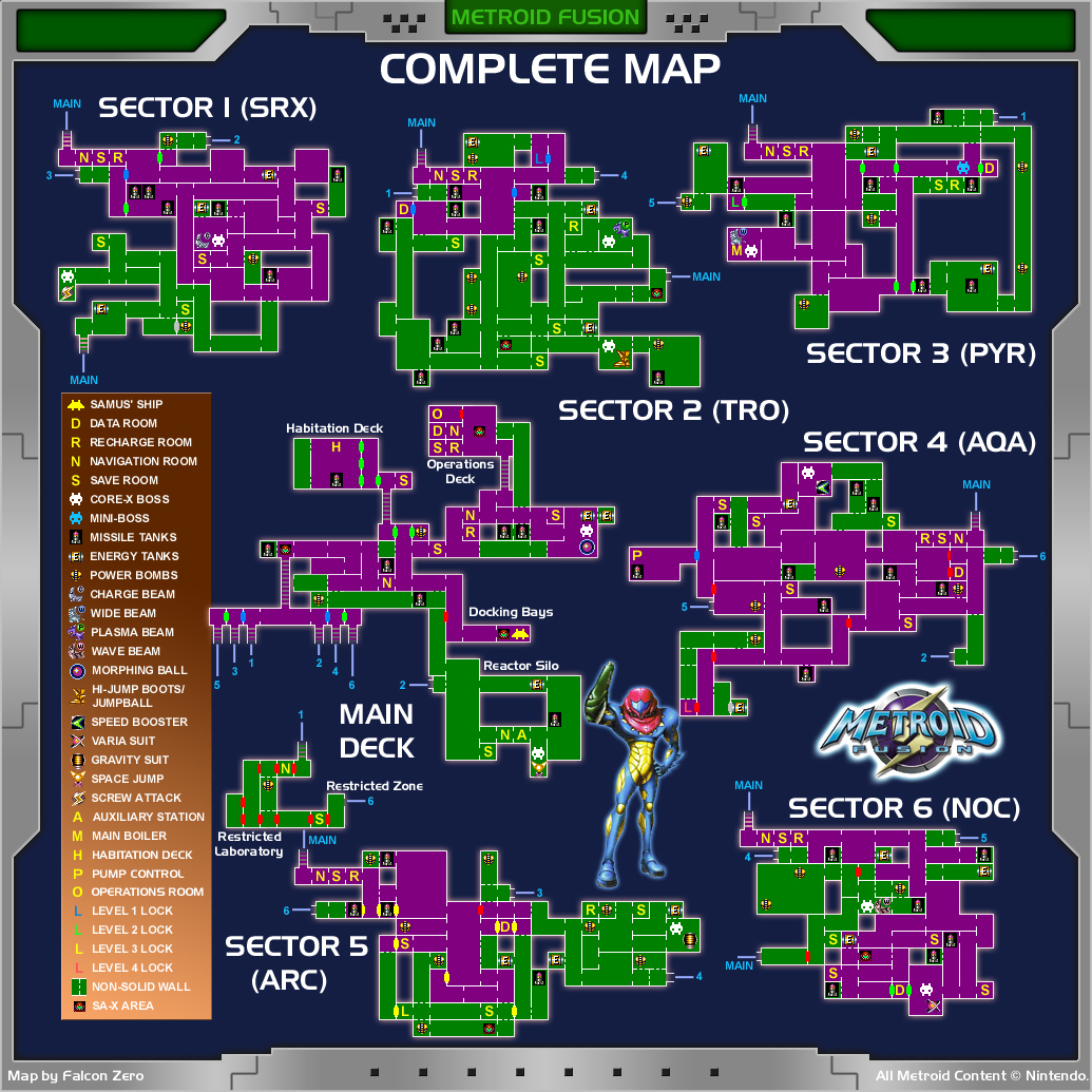 Metroid Fusion: The First Game That Actually Made Me Afraid metroidfusion map